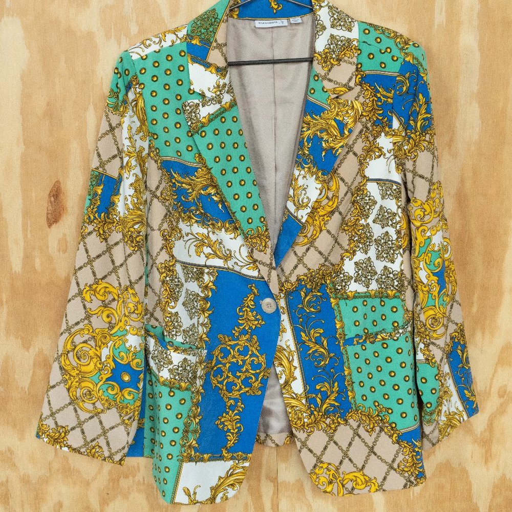 Susan Graver Blazer Size 2XL Baroque Gold Print